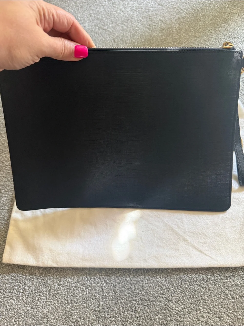 Moschino Couture Teddy Bear Black Leather Wristlet Clutch Pouch w/ Dust Bag
